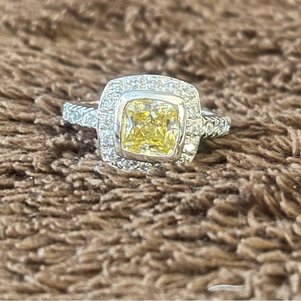 Radiant Yellow CZ  Silver Ring
